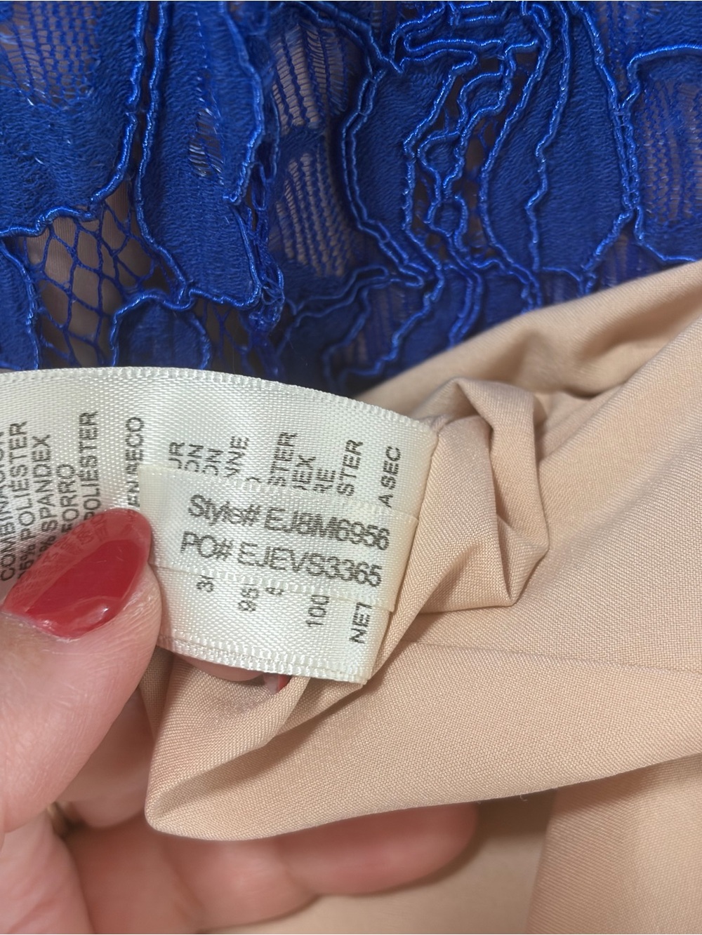 Eliza J size 12 Cobalt Blue Lace Midi Dress Spaghetti Strap Pockets Semi Formal‎ - Picture 10 of 14